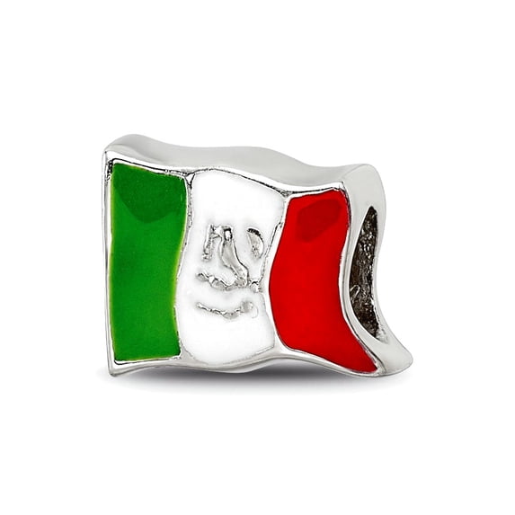 925 Sterling Silver Polished Oxidized Reflections Mexico Flag Bead Charm 7.27x10.00mm Wide Pendant Necklace for Women