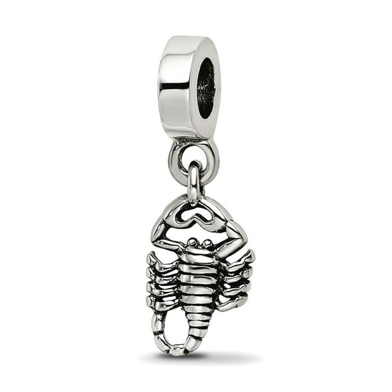 925 Sterling Silver Polished Oxidized Reflections Scorpion Dangle Bead Charm 20.91x7.27mm Wide Pendant Necklace for Wome