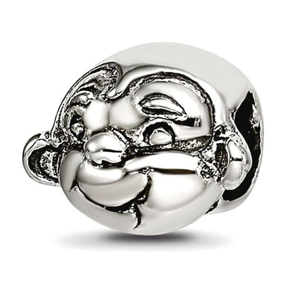 925 Sterling Silver Polished Artisan Oxidized Reflections SimStars Monkey Bead Charm 6.36x9.09mm Wide Pendant Necklace f