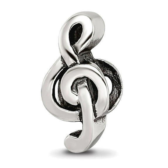 925 Sterling Silver Polished Oxidized Reflections SimStars Treble Clef Bead Charm 14.55x8.18mm Wide Pendant Necklace for