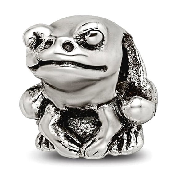 925 Sterling Silver Polished Oxidized Reflections Frog Bead Charm 8.18x7.27mm Wide Pendant Necklace for Women