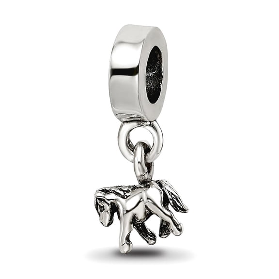 925 Sterling Silver Polished Oxidized Reflections Pony Dangle Bead Charm 16.36x7.27mm Wide Pendant Necklace for Women