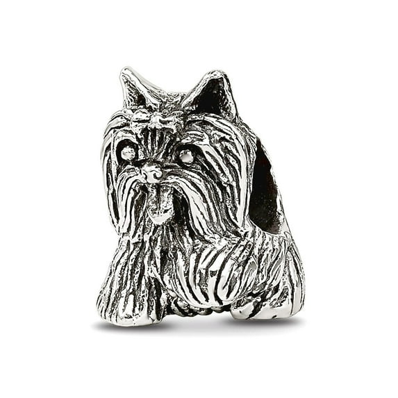 925 Sterling Silver Polished Oxidized Reflections Yorkshire Terrier Bead Charm 10.91x9.09mm Wide Pendant Necklace for Wo
