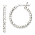 thumbnail image 1 of 925 Sterling Silver Polished Beaded 2mm Hoop Earrings; for Adults and Teens; for Women and Men, 1 of 1