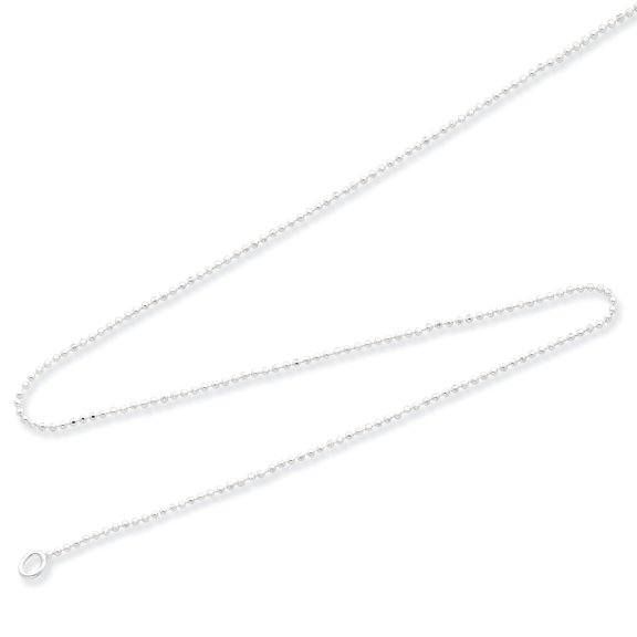 925 Sterling Silver Polished Beaded Necklace 18 Inch