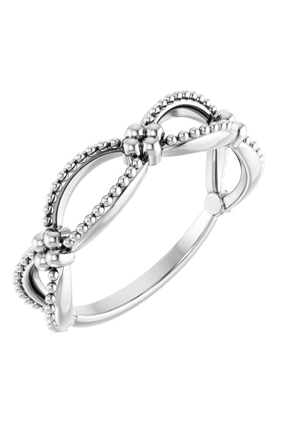 925 Sterling Silver Polished Beaded Stackable Ring Size 7 Stackable Ring for Women - 2.1 Grams