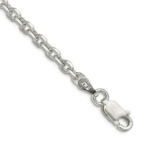 925 Sterling Silver Polished Beveled Edge 2.75mm Cable Chain Bracelet 8 Inch Lobster Claw Link Bracelet for Women and Me