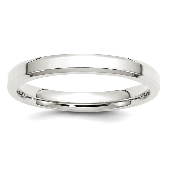 925 Sterling Silver Polished Beveled Edge 3mm Bevel Edge Size 9.5 Band Ring Ring for Women and Men