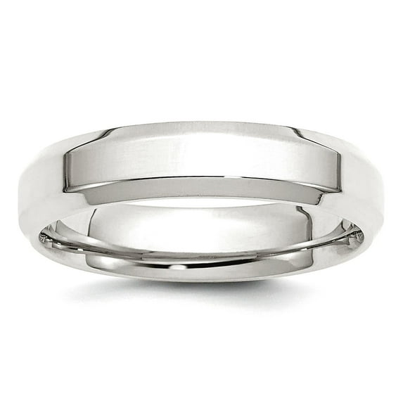 925 Sterling Silver Polished Beveled Edge 5mm Bevel Edge Size 9 Band Ring Ring for Women and Men
