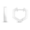 thumbnail image 1 of 925 Sterling Silver Polished Bold Hexagon Hoop Earrings With Snap Clasp Rhodium Plated Hoop Earring for Women, 1 of 2