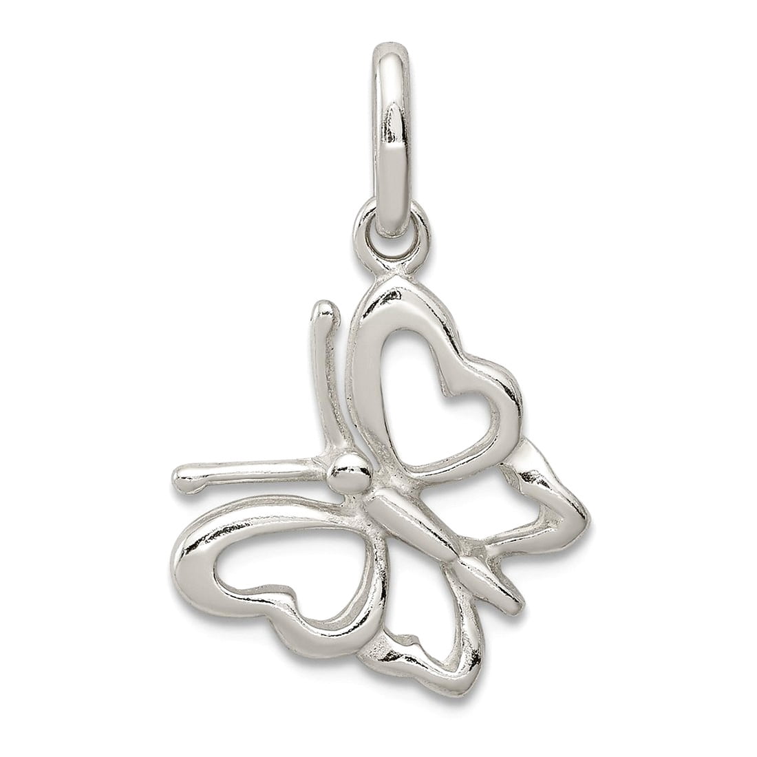 925 Sterling Silver Polished Butterfly Angel Wings Charm 15.7x14.3mm Wide Pendant Necklace for Women
