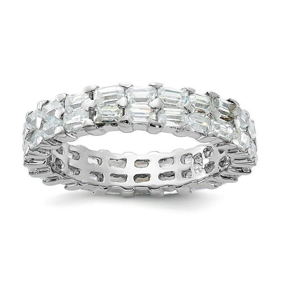 925 Sterling Silver Polished Cubic Zirconia Double Band Ring Size 6 Ring for Women and Men
