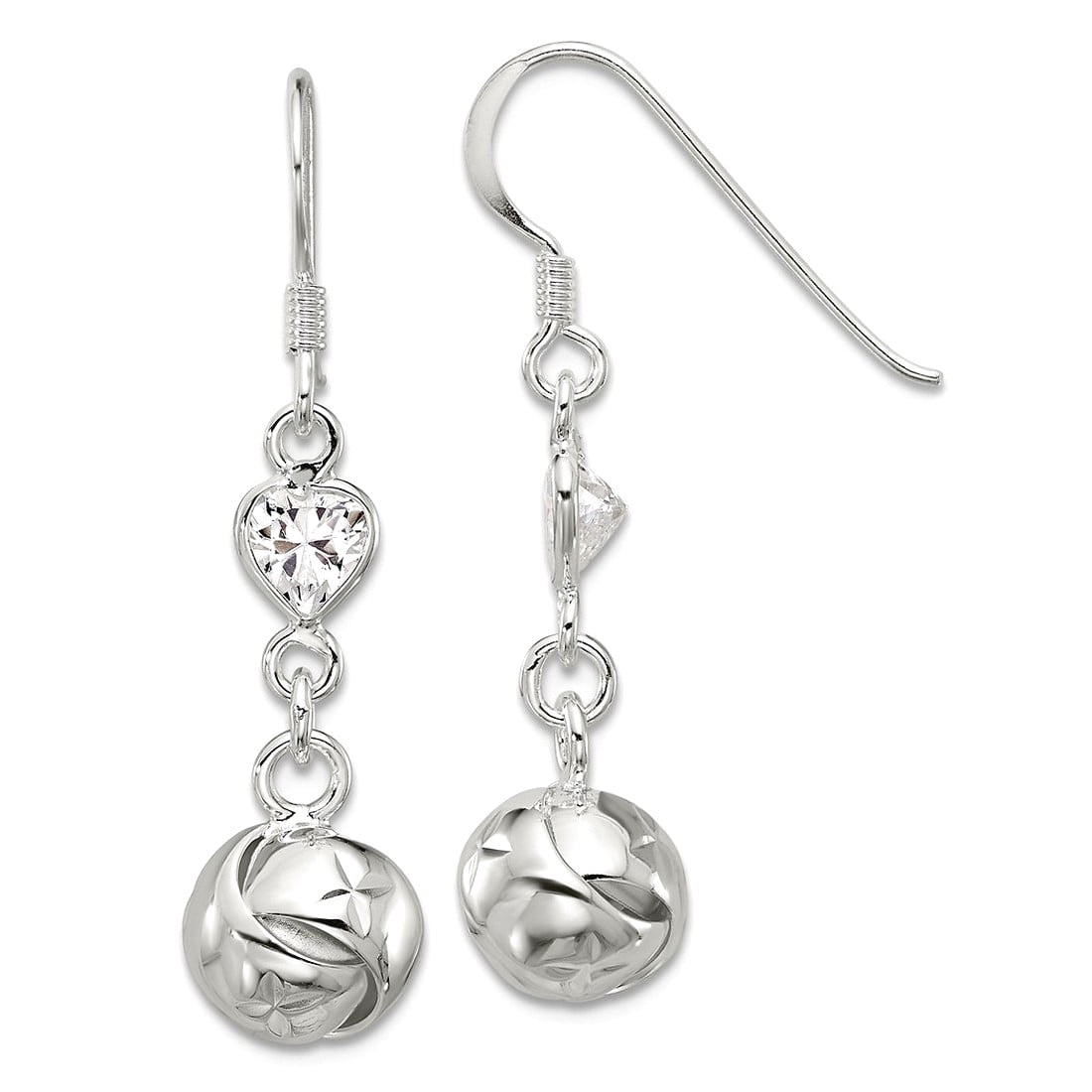 925 Sterling Silver Polished Cubic Zirconia Knot Dangle Shepherd Hook Earrings 36x8.75mm Wide Dangle Earring for Women