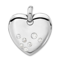 925 Sterling Silver Polished Cubic Zirconia Love Heart Pendant Necklace 18x16mm Wide Pendant for Women