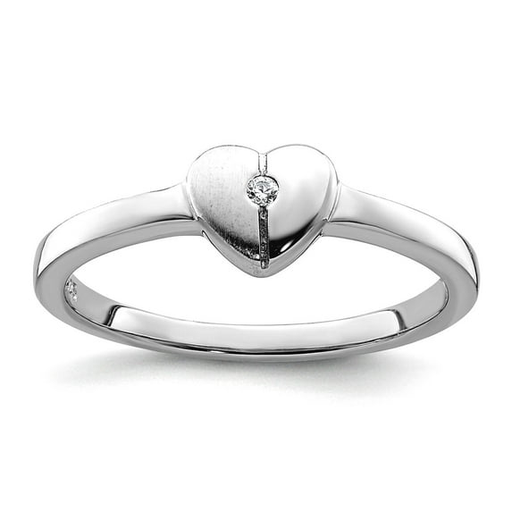 925 Sterling Silver Polished Cubic Zirconia Love Heart Ring Size 3 6mm Wide Statement Ring
