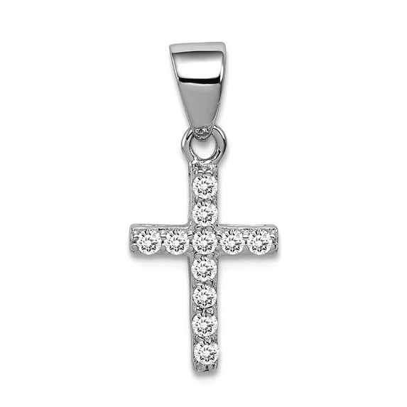 925 Sterling Silver Polished Cubic Zirconia Religious Faith Cross Pendant Necklace 12.66x9mm Wide Pendant for Women