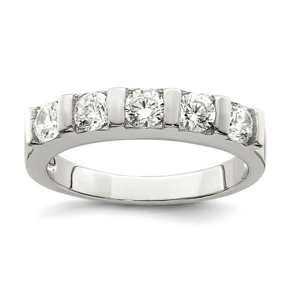 925 Sterling Silver Polished CZ Simulated Diamond Ring Size 6 Band Style-Ring for Women