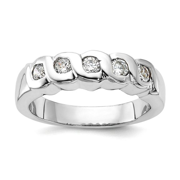 925 Sterling Silver Polished Cubic Zirconia Ring Size 8 5.65mm Wide Ring for Women