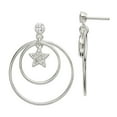 thumbnail image 1 of 925 Sterling Silver Polished Cubic Zirconia Star Orbiting Circles Drop Post Earrings 36.7x28. Stud Earring for Women, 1 of 2