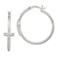 thumbnail image 1 of 925 Sterling Silver Polished CZ Fancy Cross Hinged Hoop Earrings, 1 of 5
