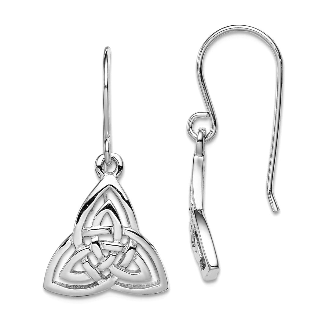 925 Sterling Silver Polished Celtic Knot Dangle Shepherd Hook Earrings 28x15mm Wide Dangle Earring for Women