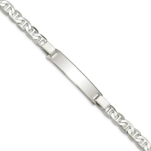 925 Sterling Silver Polished ID Nautical Ship Mariner Anchor Bracelet 5.5 Inch Lobster Claw 6mm Wide Identification Brac