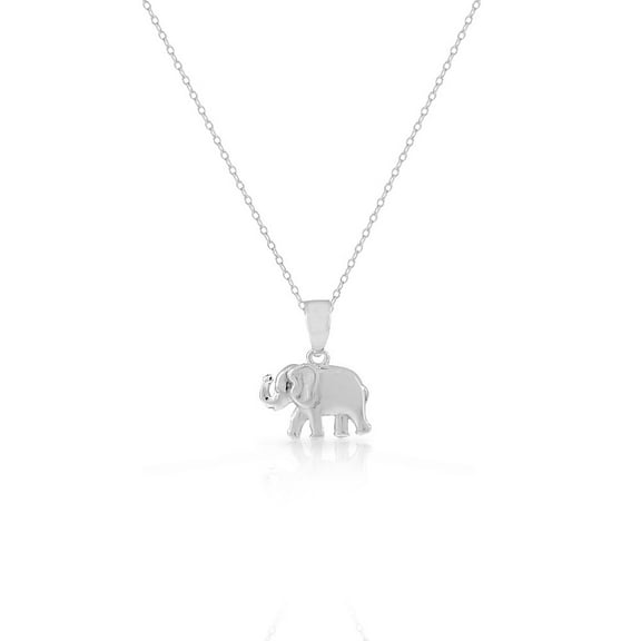 925 Sterling Silver Polished Classic Elephant Pendant Necklace
