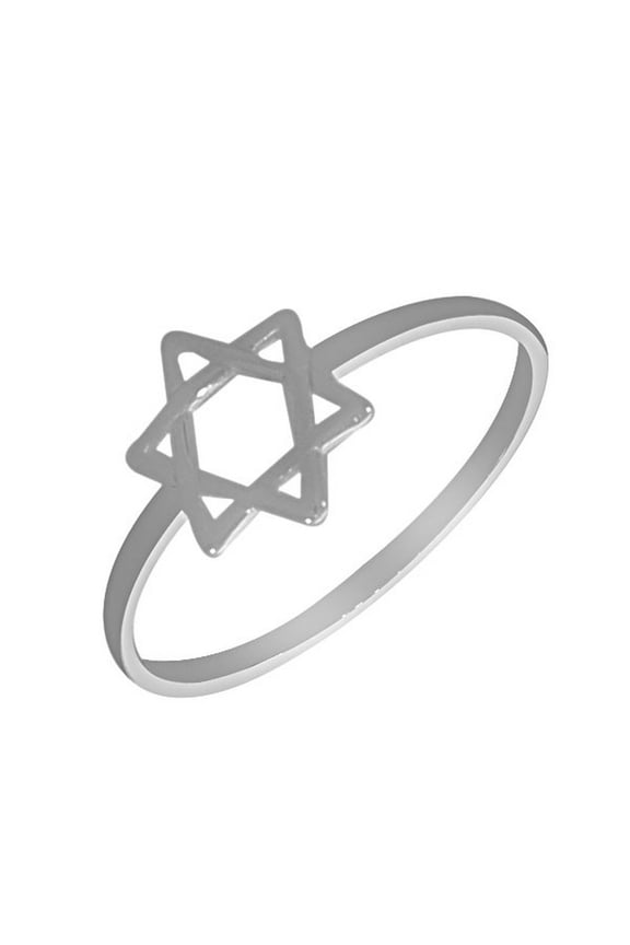 925 Sterling Silver Polished Classic Small Star of David Ring Band - Size 6