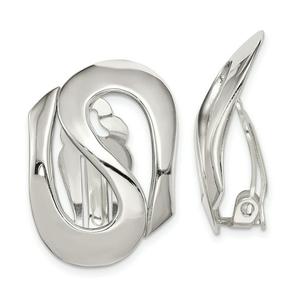 925 Sterling Silver Polished Clip-on Earrings