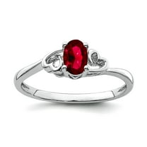 925 Sterling Silver Polished Created Ruby Ring Size 6 Ring for Women - .55 cwt