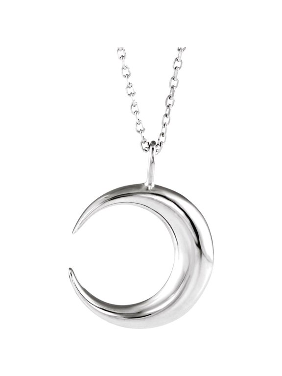 925 Sterling Silver Polished Crescent Celestial Moon Necklace Pendant Necklace for Women - 2.8 Grams