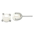thumbnail image 1 of 925 Sterling Silver Polished Cubic Zirconia and Simulated Pearl Stud Earrings 8.4x8.85mm Wide Stud Earring for Women, 1 of 2