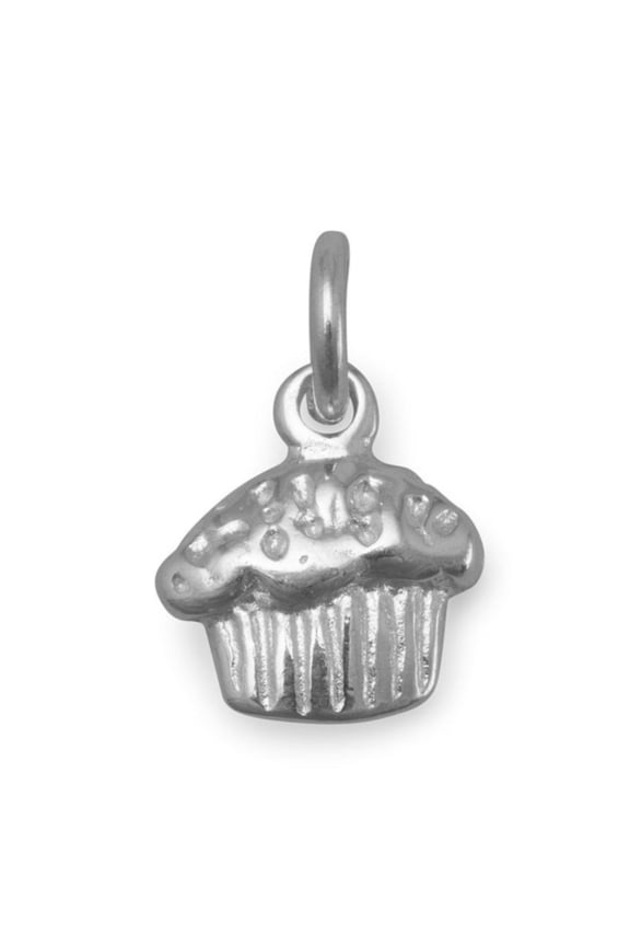 .925 Sterling Silver Polished Cupcake Charm