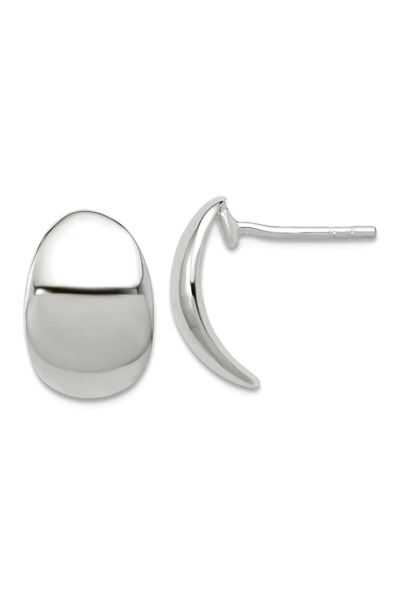 925 Sterling Silver Polished Curved C-shape Post Earrings 14.5x5.5mm Wide 9.7mm Thick Stud Earring for Women