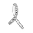 thumbnail image 1 of 925 Sterling Silver Polished Diamond Awareness Ribbon Pendant Necklace 15x8mm Wide Pendant for Women, 1 of 2