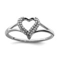 thumbnail image 1 of 925 Sterling Silver Polished Diamond Love Heart Ring Size 6 Statement Ring for Women - .10 dwt, 1 of 2