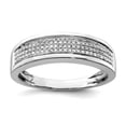 thumbnail image 1 of 925 Sterling Silver Polished Diamond Mens Band Ring Size 9 Wedding Band for Men - .20 dwt, 1 of 2