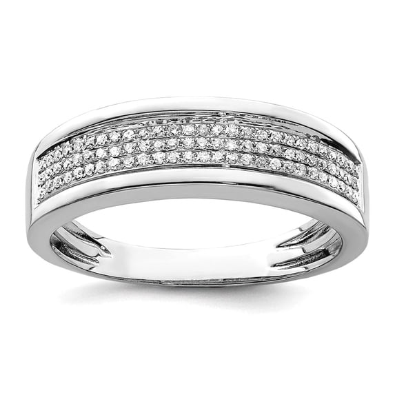 925 Sterling Silver Polished Diamond Mens Band Ring Size 9 Wedding Band for Men - .22 dwt