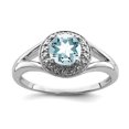 thumbnail image 1 of 925 Sterling Silver Polished Diamond and Aquamarine Ring Size 9 2mm Wide Ring for Women, 1 of 2