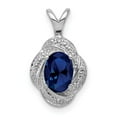 thumbnail image 1 of 925 Sterling Silver Polished Diamond and Created Sapphire Pendant Necklace Measures 16x10mm Wide - Pendant for Women, 1 of 2
