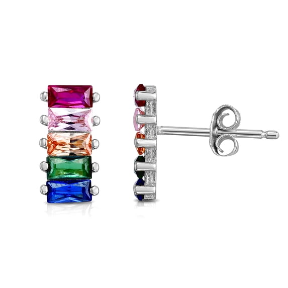 925 Sterling Silver Polished Earrings With Push Back Clasp Stud Earring for Women