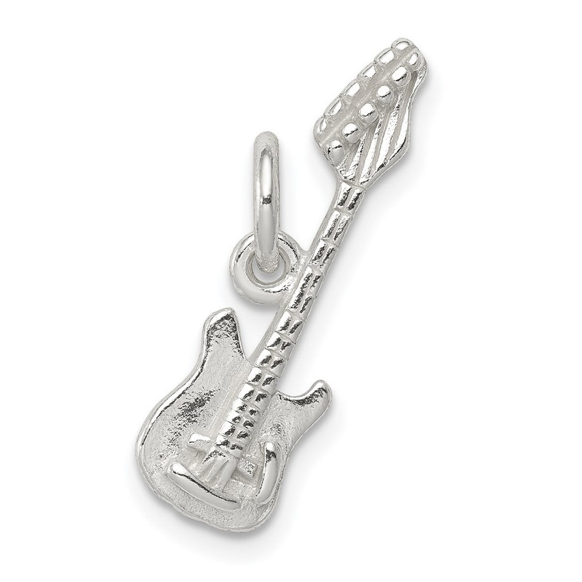 JEWELRYWEB 925 Sterling Silver Polished Electric Guitar Charm Pendant Necklace Measures 22x19mm Wide - Charm for Women