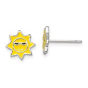 925 Sterling Silver Polished Enamel Sunshine Post Earrings