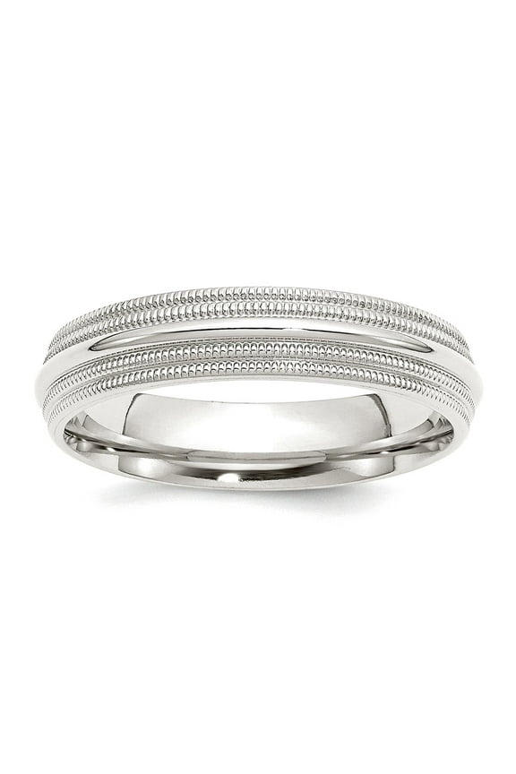 925 Sterling Silver Polished 5mm Comfort-Fit Double Milgrain Size 5.5 Band Ring Ring for Women and Men