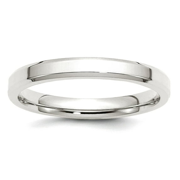 925 Sterling Silver Polished Beveled Edge 3mm Bevel Edge Size 7.5 Band Ring Ring for Women and Men
