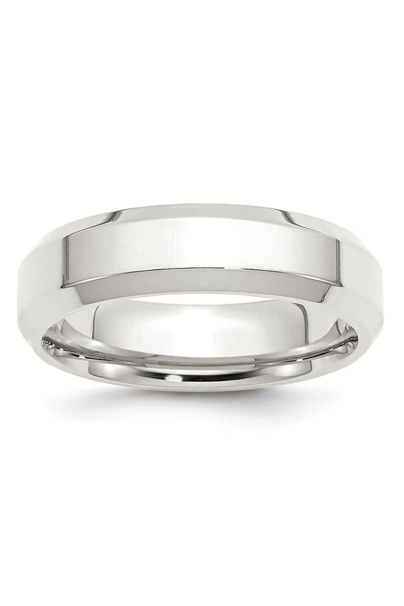925 Sterling Silver Polished Engravable Beveled Edge 6mm Bevel Edge Size 10.5 Band Ring Jewelry for Women