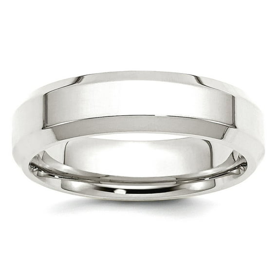 925 Sterling Silver Polished Beveled Edge 6mm Bevel Edge Size 11.5 Band Ring Ring for Women and Men