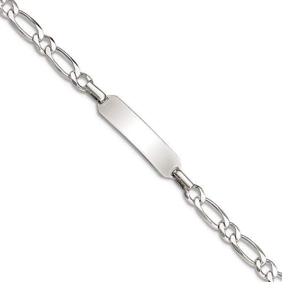 925 Sterling Silver Polished Engraveable ID Bracelet 5.5 Inch Lobster Claw 6mm Wide Identification Bracelet