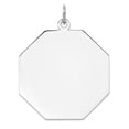 thumbnail image 1 of 925 Sterling Silver Polished Engraveable Octagon Disc Charm 33x28mm Wide Pendant Necklace for Women, 1 of 2