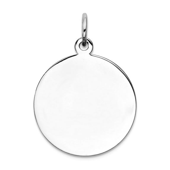 925 Sterling Silver Polished Engraveable Round Disc Charm 24x17mm Wide 0.46mm Thick Pendant Necklace for Women